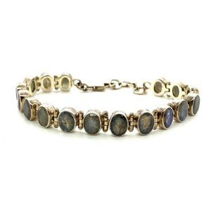 Sterling Silver Bezel Set Laboradite Bracelet 8"